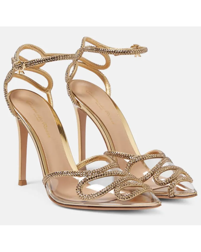 Gianvito Rossi Verzierte Pumps mit Metallic-Leder Gold