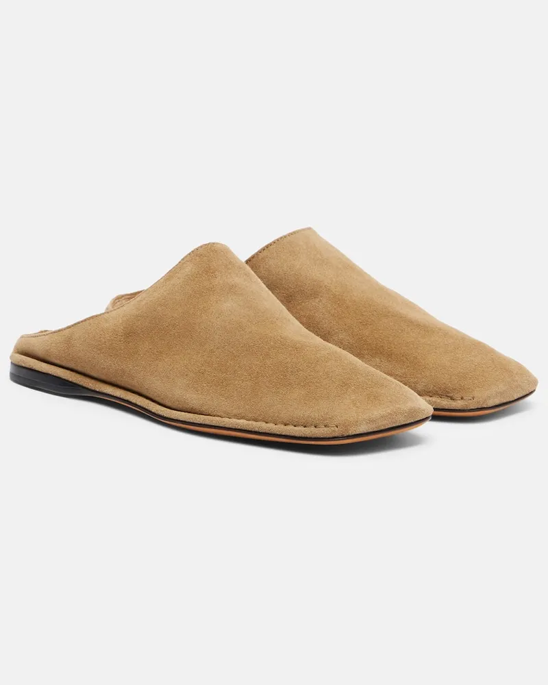 The Row Slippers Piper aus Veloursleder Beige