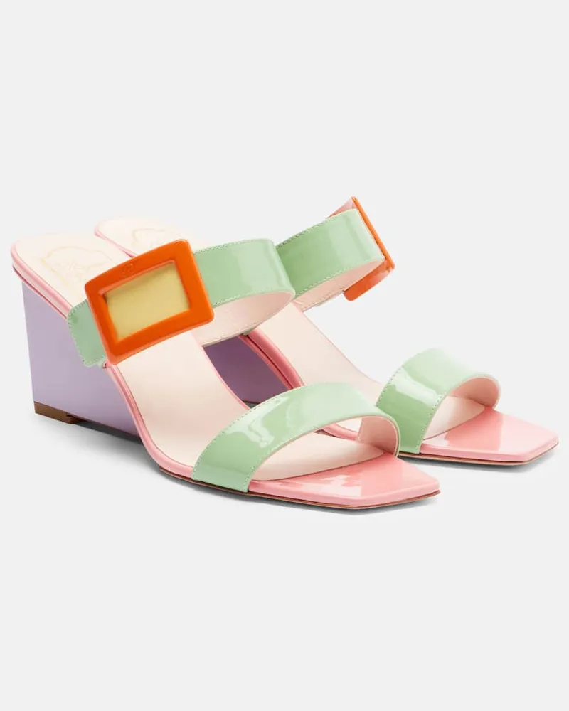 Roger Vivier Wedge-Sandalen Belle Vivier 60 aus Lackleder Multicolor