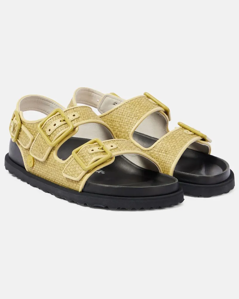 Birkenstock Sandalen Milano Luxe aus Raffiabast Grün