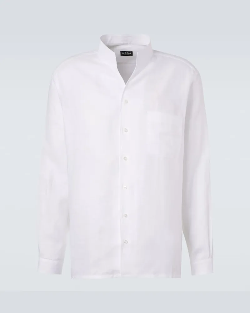 Ermenegildo Zegna Hemd aus Leinen Weiß