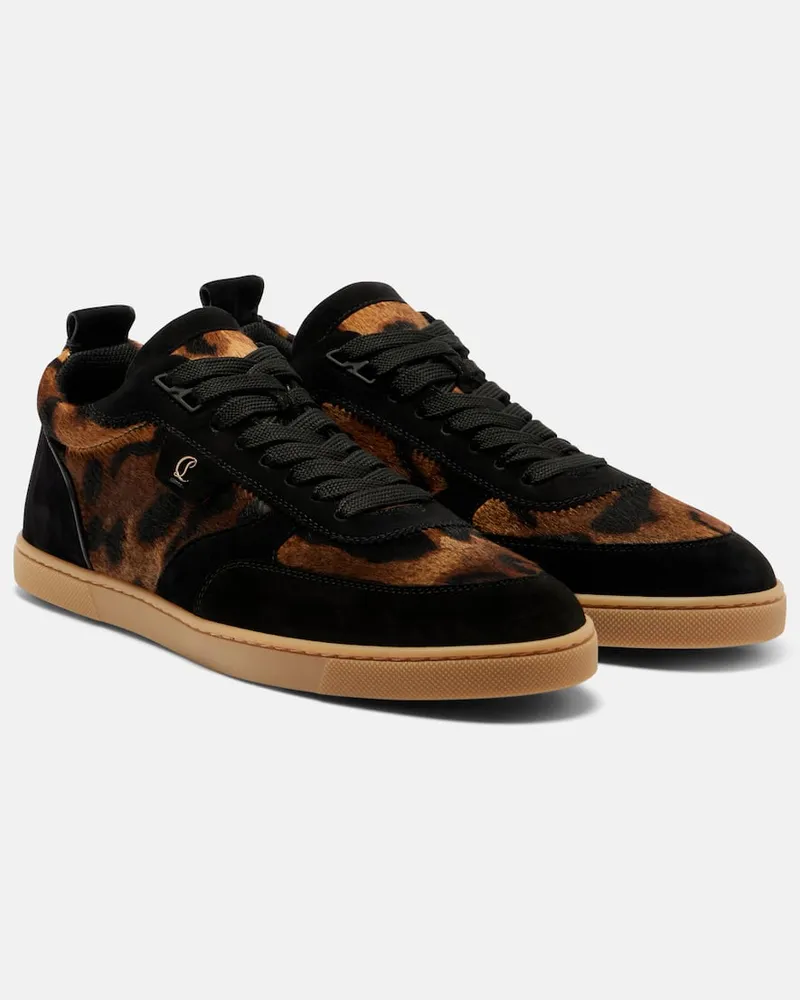 Christian Louboutin Sneakers aus Kalbshaar und Veloursleder Braun
