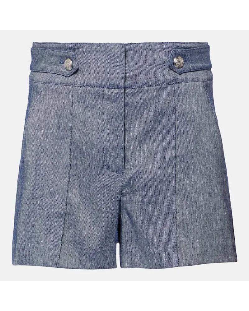 Veronica Beard High-Rise Shorts Runo aus einem Leinengemisch Blau