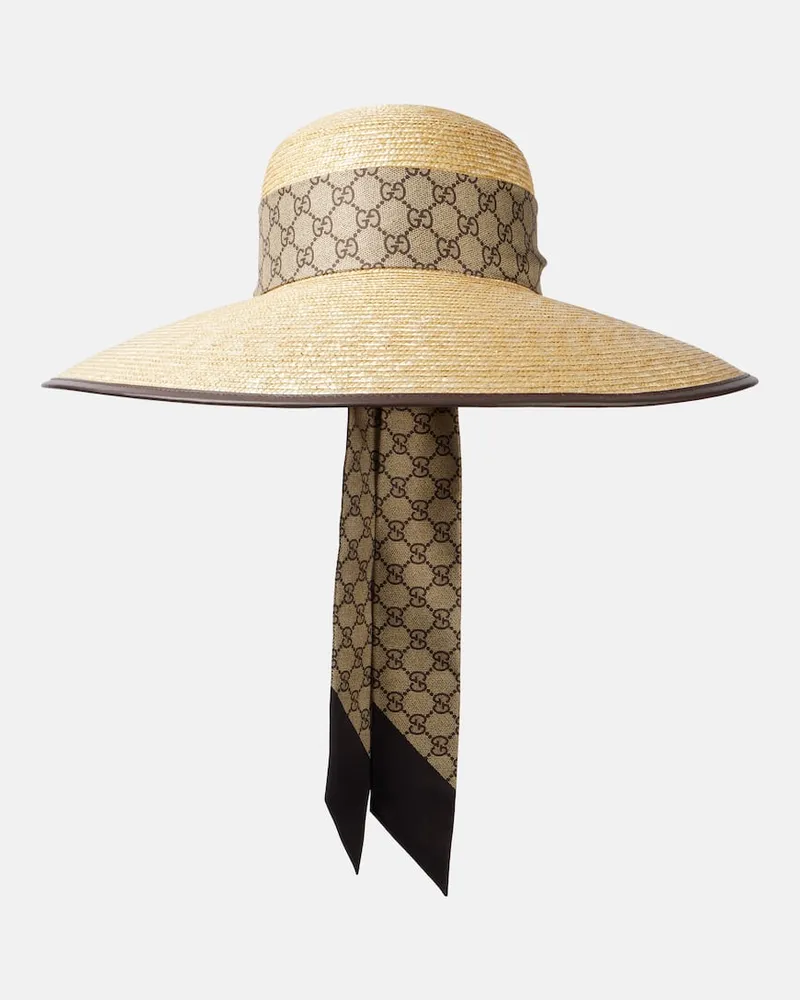 Gucci Hut GG aus Raffiabast Nude