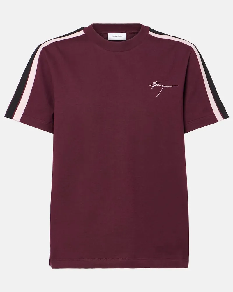 Ferragamo T-Shirt aus Baumwoll-Jersey Burgunderrot