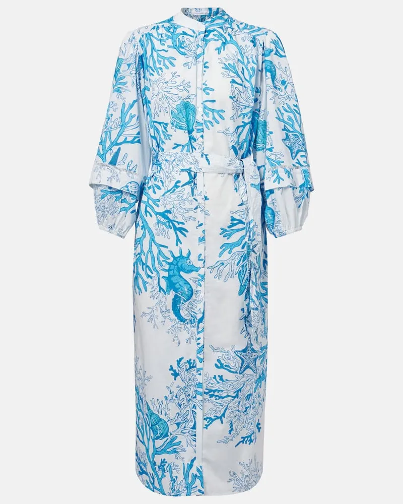 Poupette St Barth Hemdblusenkleid Cathy aus Baumwolle Blau