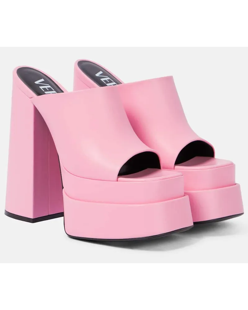 Versace Plateau-Pantoletten aus Leder Pink