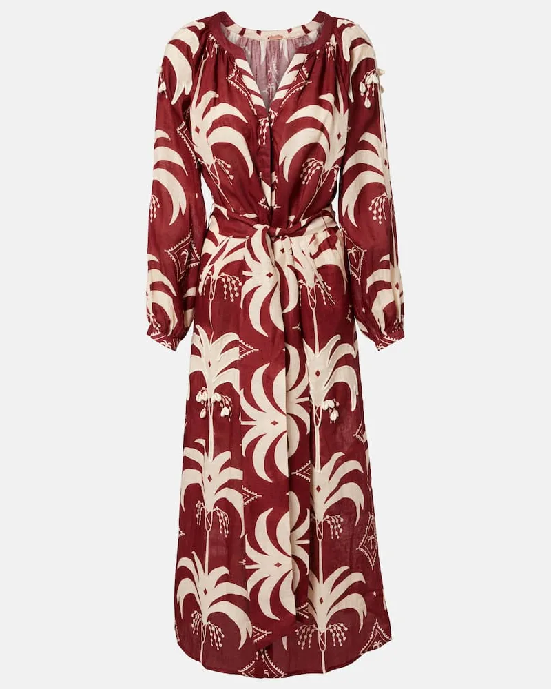 Johanna Ortiz Bedrucktes Maxikleid aus Leinen Braun