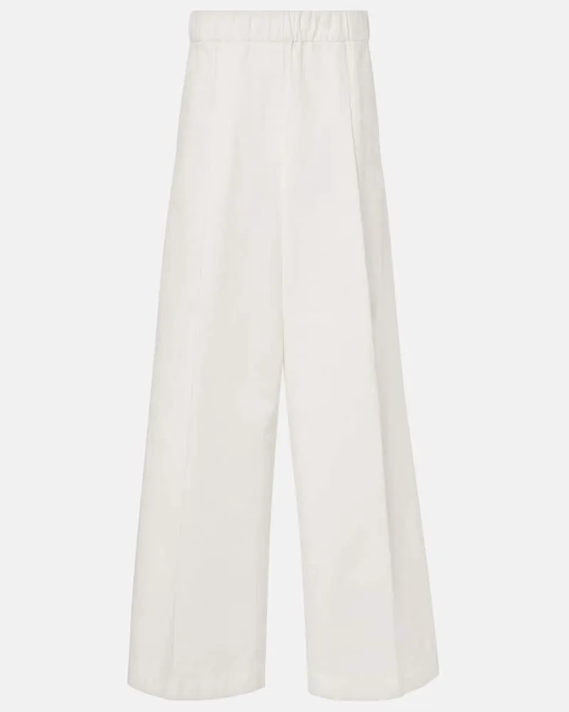 Dries van Noten Weite High-Rise-Hose aus Baumwolle Weiß