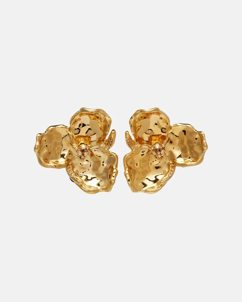 Oscar de la Renta Ohrringe Blossom mit Kristallen Gold