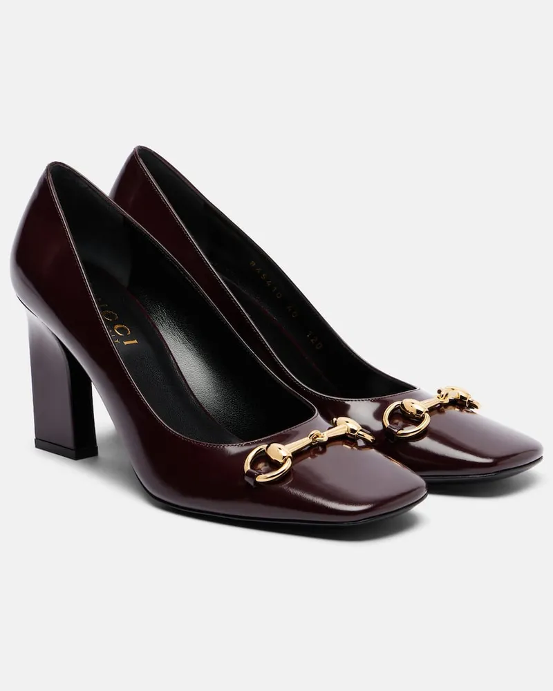 Gucci Pumps Signora 85 Horsebit aus Leder Burgunderrot