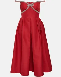 Self-Portrait Verziertes Off-Shoulder-Midikleid Rot