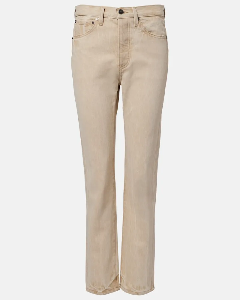 KHAITE Cropped Straight Jeans Finley Beige