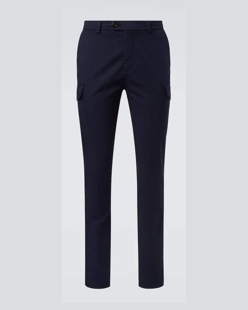Brunello Cucinelli Schmale Hose aus einem Baumwollgemisch Blau