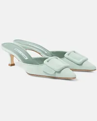 Manolo Blahnik Mules Maysale 50 aus Veloursleder Gruen