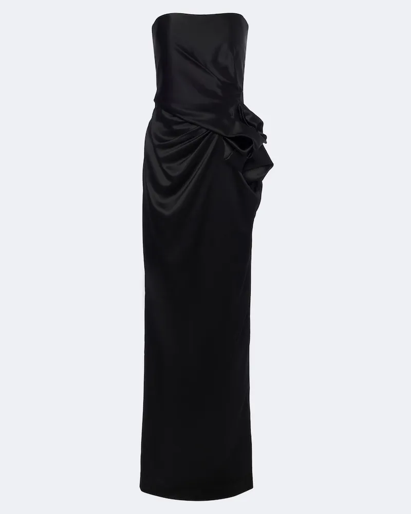 Balmain Bustier-Robe aus Seidensatin Schwarz