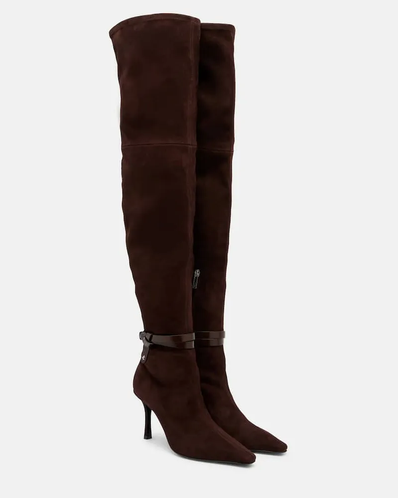 Jimmy Choo Overknee-Stiefel Camie 85 aus Veloursleder Braun