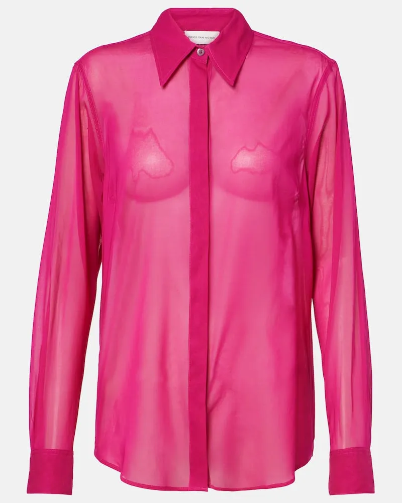 Dries van Noten Hemd aus einem Seidengemisch Pink
