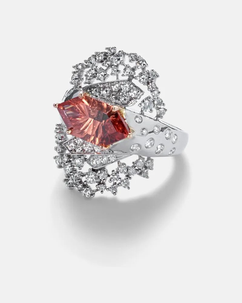 Ananya Ring aus 18kt Weißgold mit Diamanten und Turmalin Silber