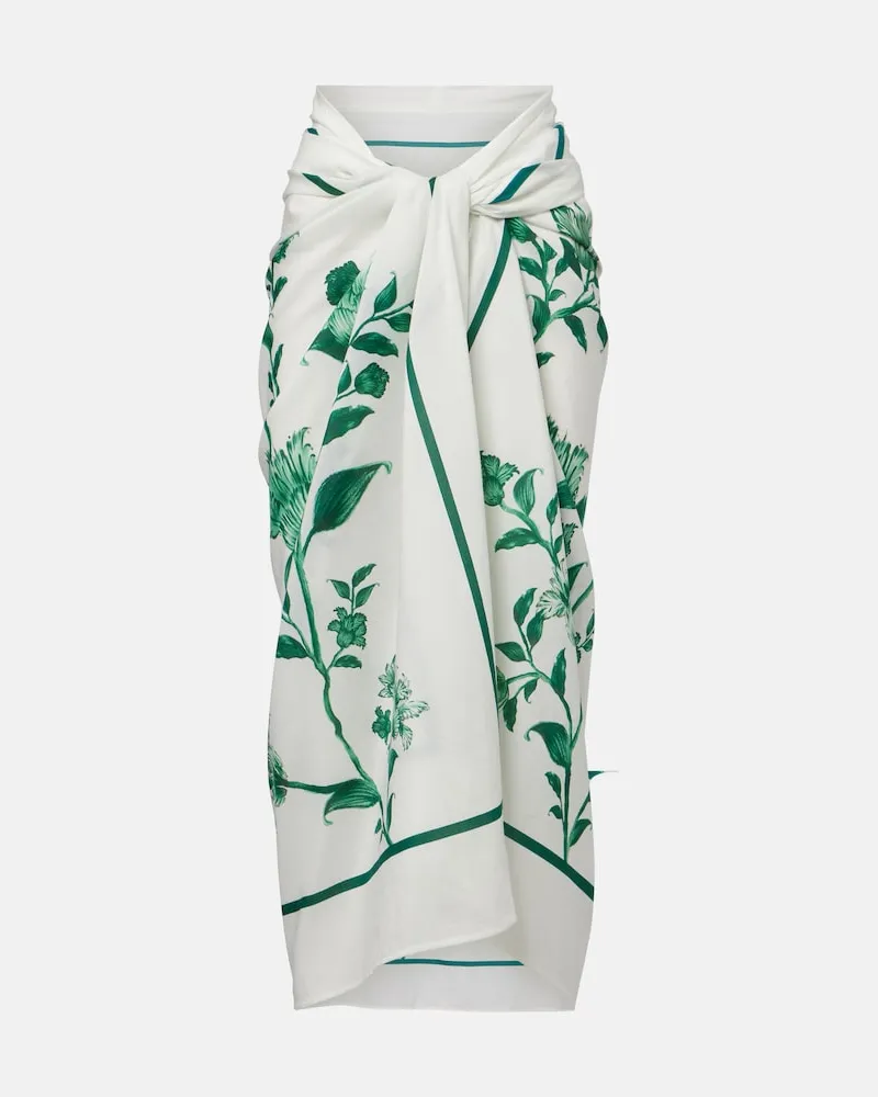 AGUA BENDITA Pareo Lavanda aus Baumwolle und Seide Weiß