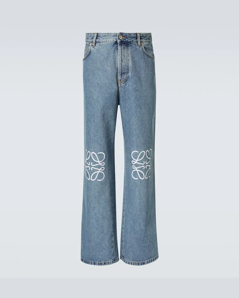 Loewe Wide-Leg Jeans Anagram Blau