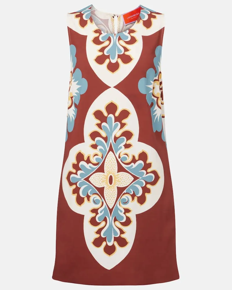 La DoubleJ Bedrucktes Minikleid aus Satin Multicolor