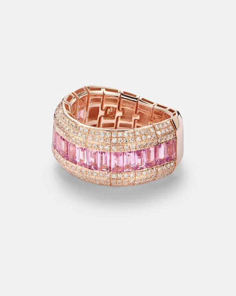 SHAY Ring aus 18kt Roségold (750/1000) mit Diamanten und Saphiren Rosa