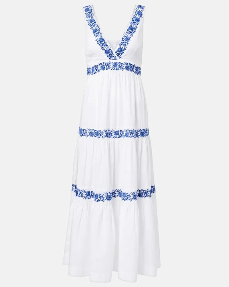 Heidi Klein Besticktes Maxikleid Cannes aus Baumwolle Weiß