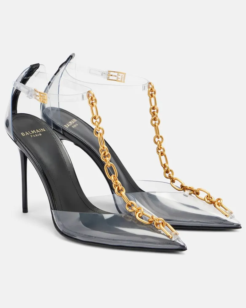 Balmain Verzierte Slingback-Pumps Transparent