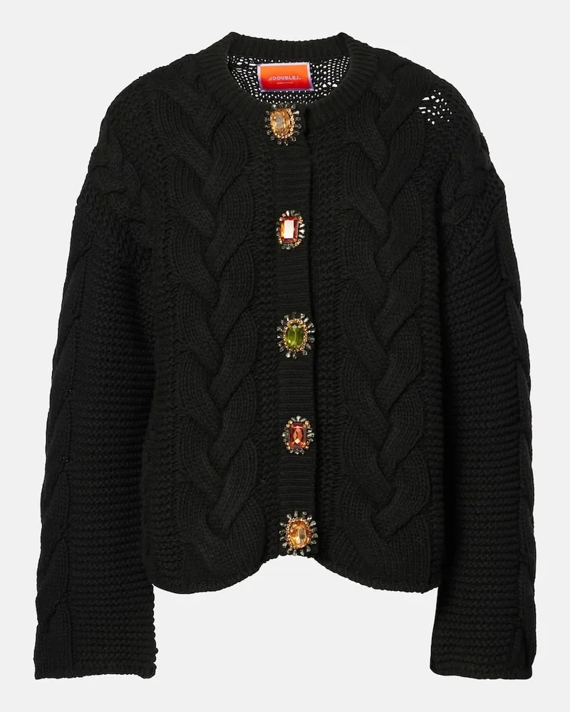 La DoubleJ Cardigan Portrait aus Strick Schwarz