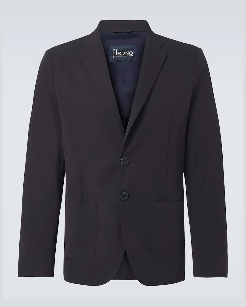 Herno Blazer aus Seersucker Blau
