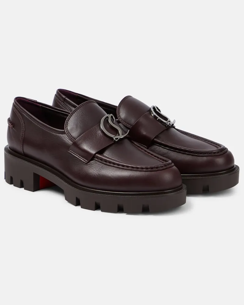 Christian Louboutin Loafers CL Moc Lug aus Leder Burgunderrot