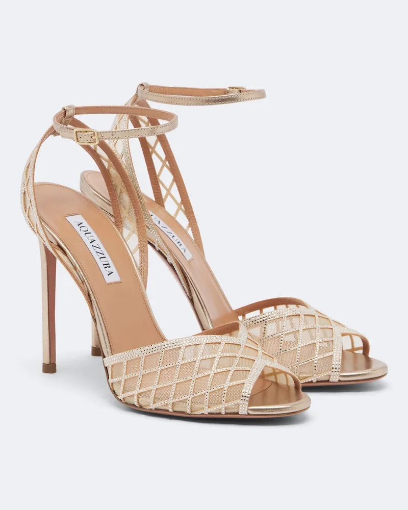 Aquazzura Verzierte Sandalen Lumiere mit Leder Gold
