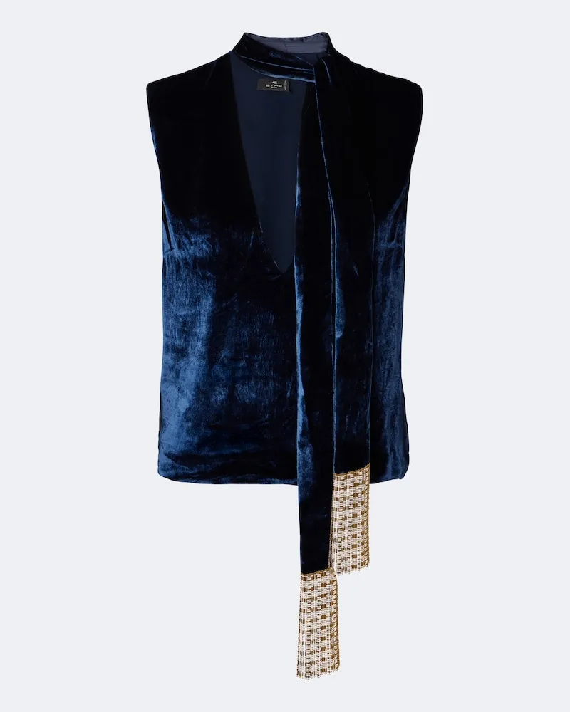 Etro Top aus Samt Blau