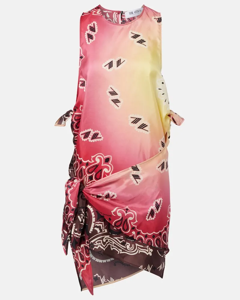 ATTICO Bedrucktes Minikleid aus Seide Multicolor