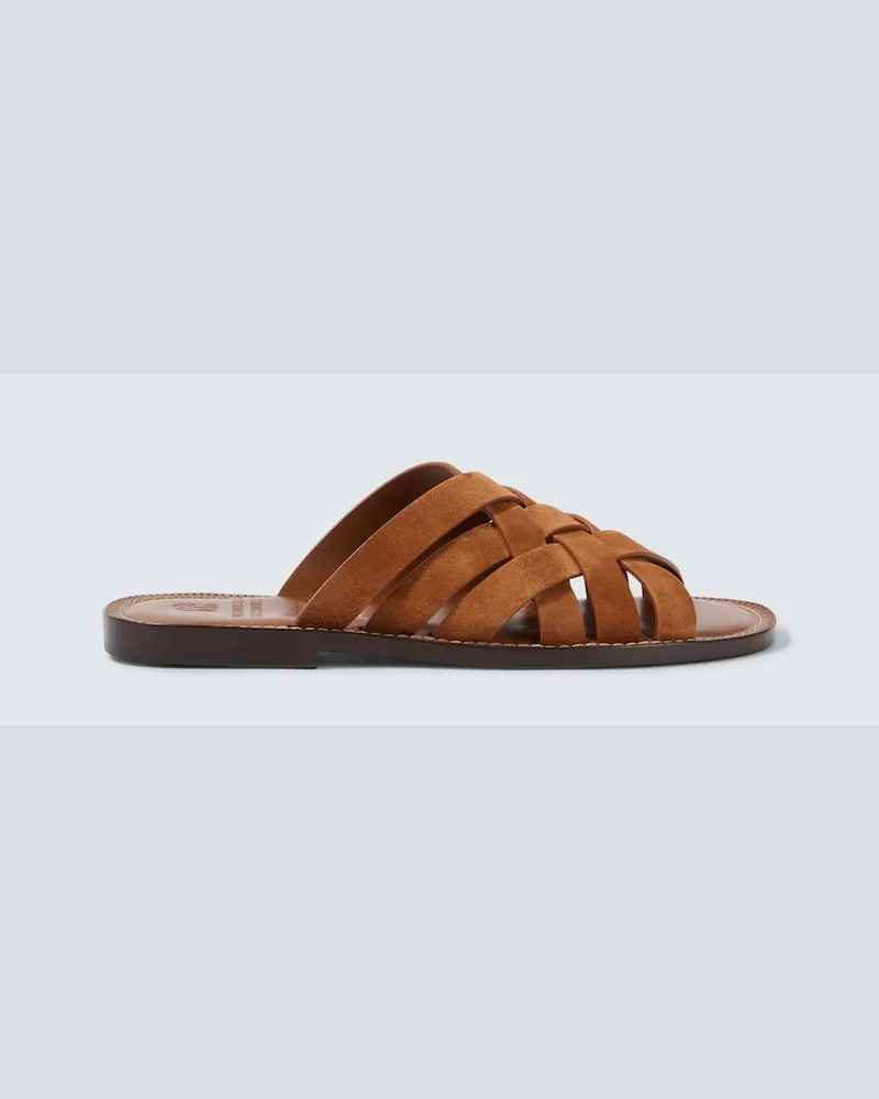 Brunello Cucinelli Sandalen aus Veloursleder Braun