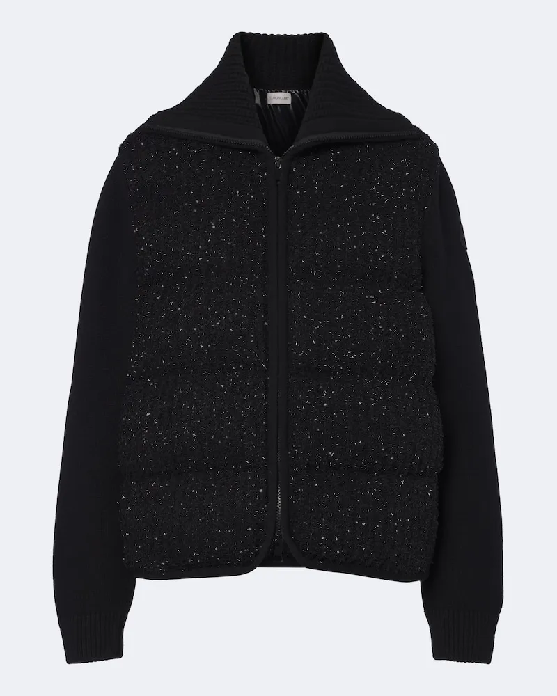 Moncler Daunenjacke mit Rippstrick Schwarz