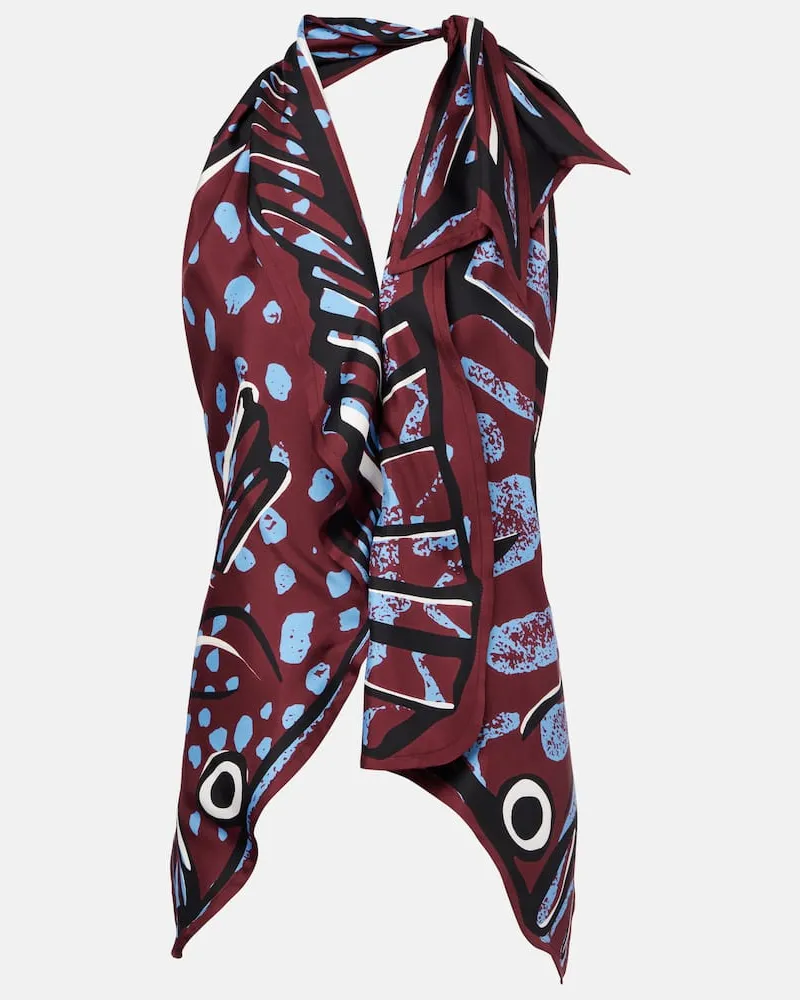 Bottega Veneta Bedrucktes Top aus Seiden-Twill Multicolor