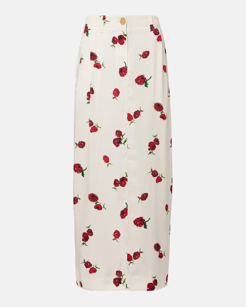 KHAITE Bedruckter Maxirock Lucian aus Twill Weiß