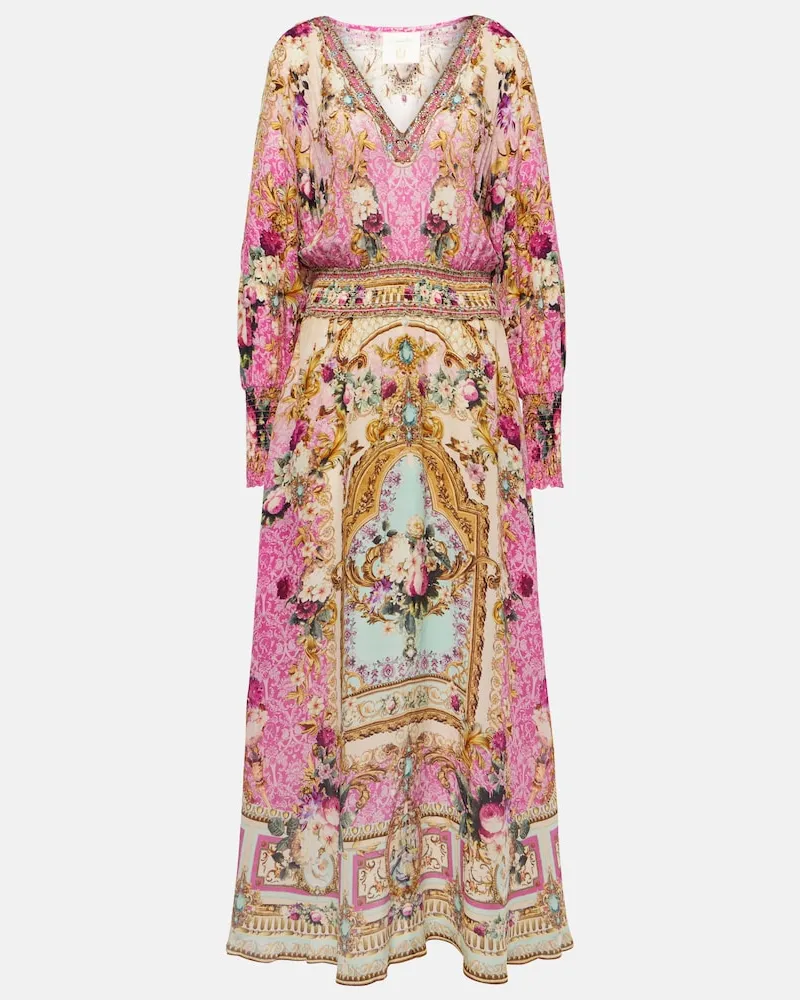 Camilla Bedrucktes Maxikleid aus Seide Multicolor