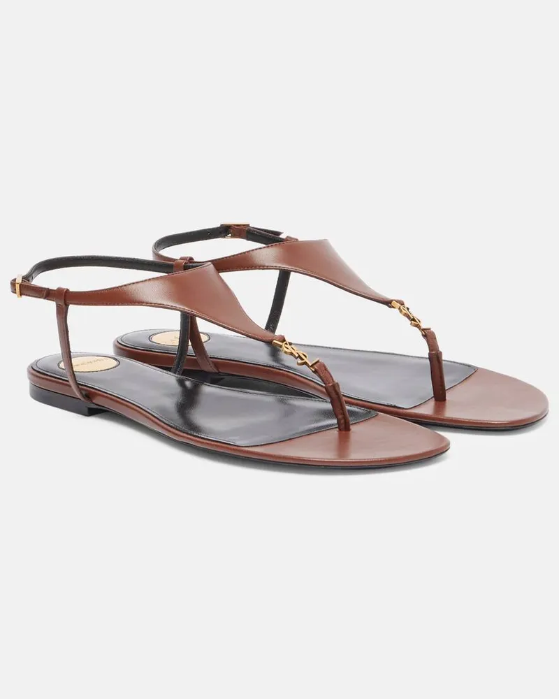 Saint Laurent Sandalen Cassandra aus Leder Braun