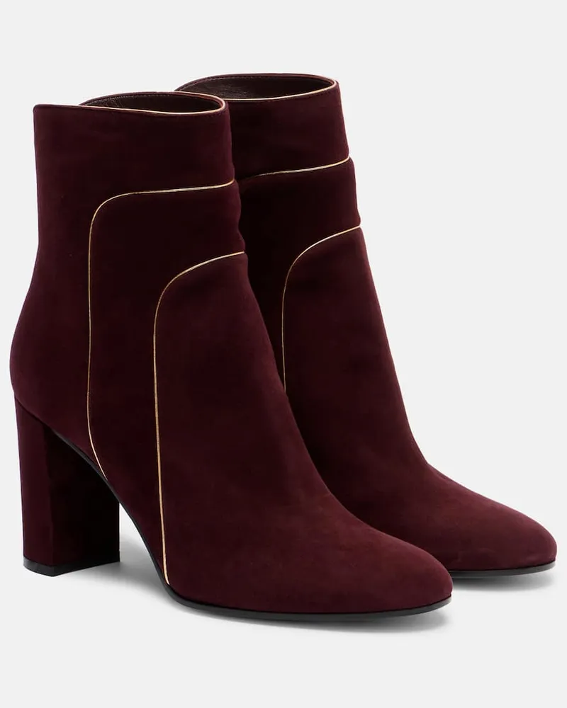 Gianvito Rossi Ankle Boots 85 aus Veloursleder Burgunderrot