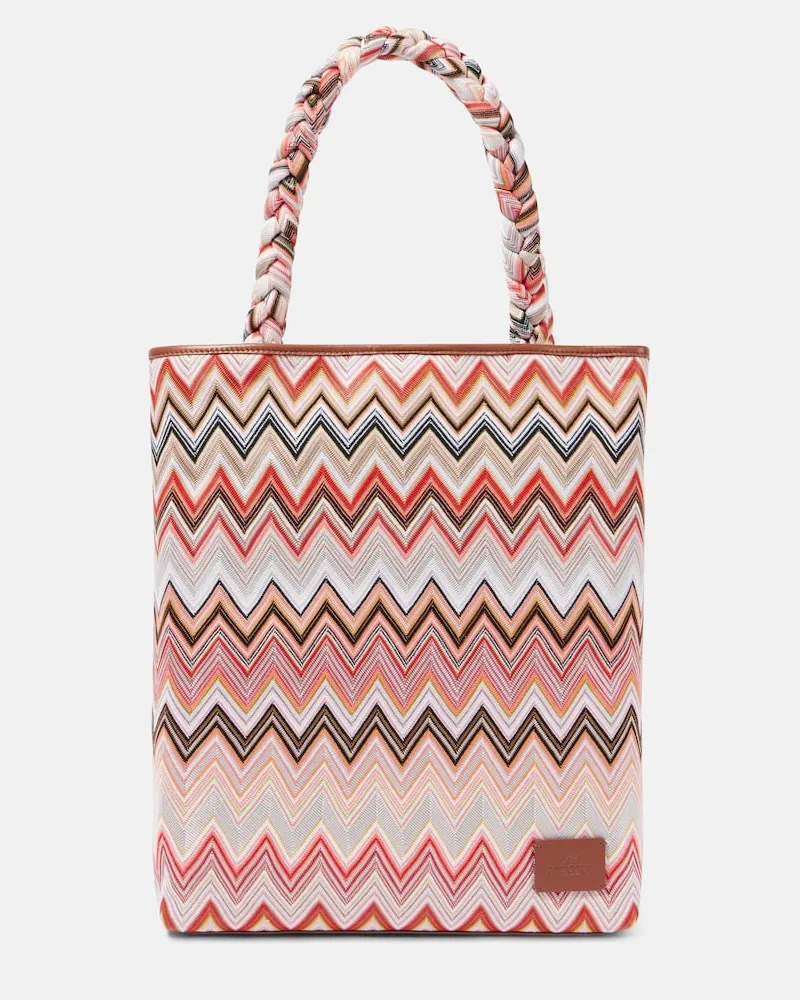 Missoni Tote Bag Large mit Leder Rosa