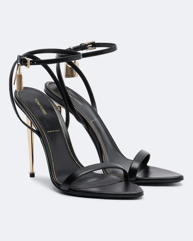 Tom Ford Verzierte Sandalen Padlock aus Leder Schwarz
