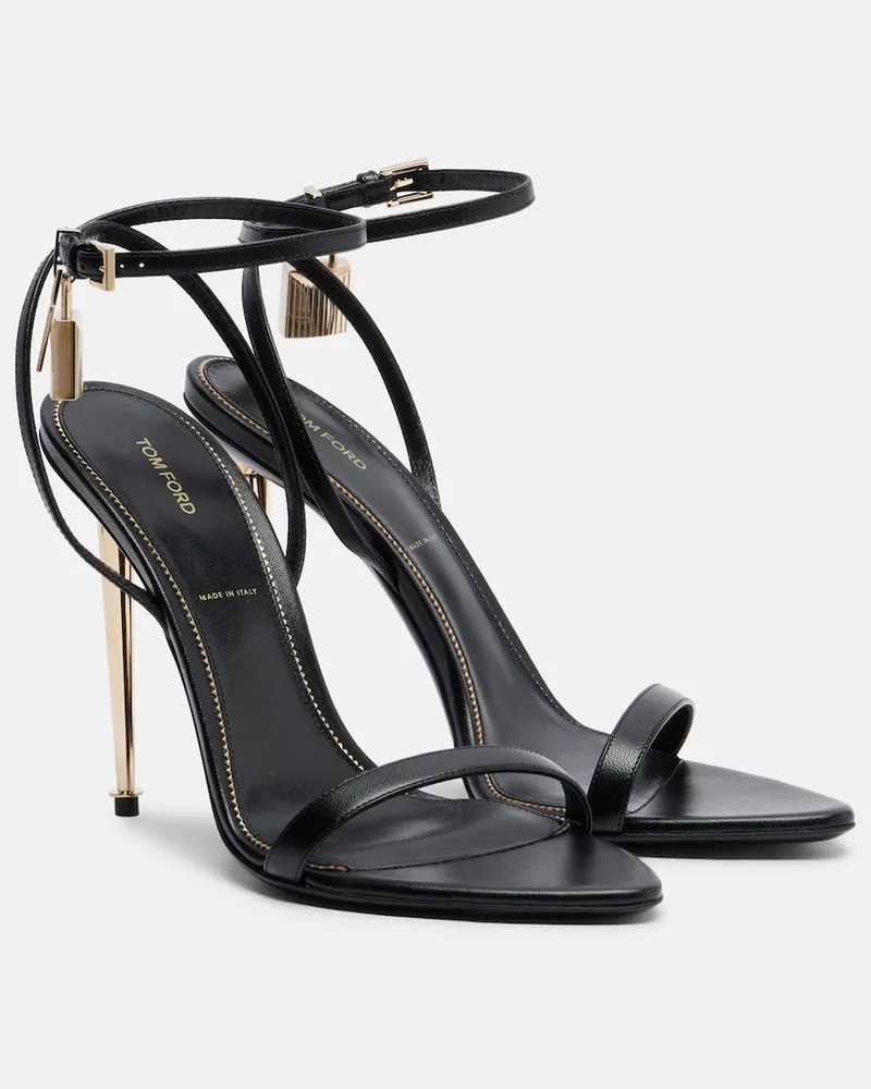 Tom Ford Verzierte Sandalen Padlock aus Leder Schwarz