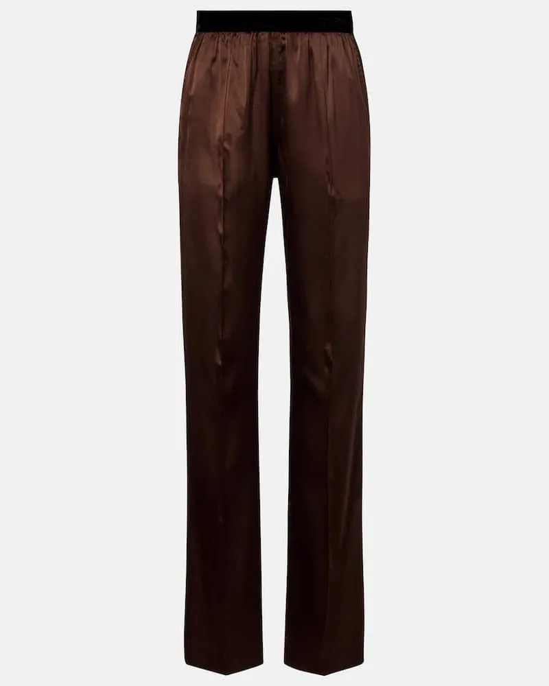 Tom Ford Gerade Hose aus einem Seidengemisch Braun