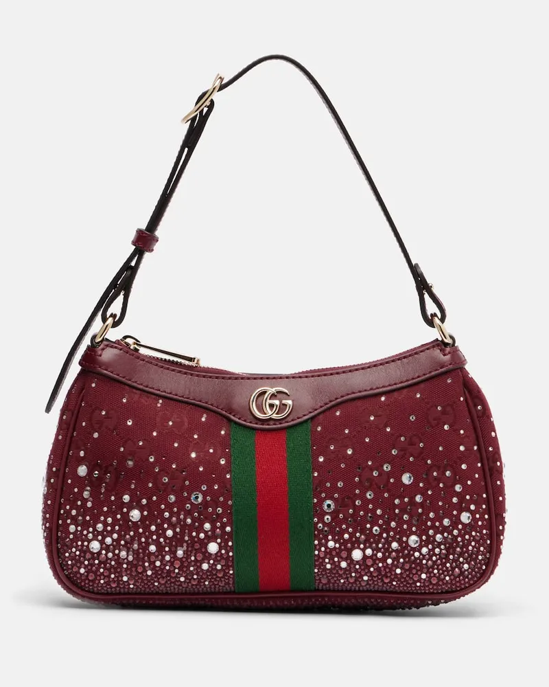 Gucci Schultertasche Ophidia GG Small aus Canvas Burgund