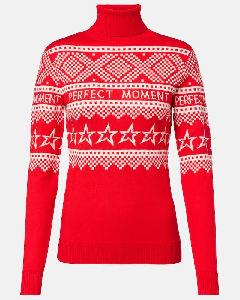 Perfect Moment Rollkragenpullover Holiday aus Wolle Rot