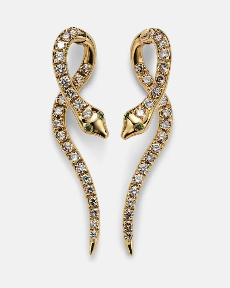 Ileana Makri Ohrringe Boa aus 18kt Gelbgold mit Diamanten Gold