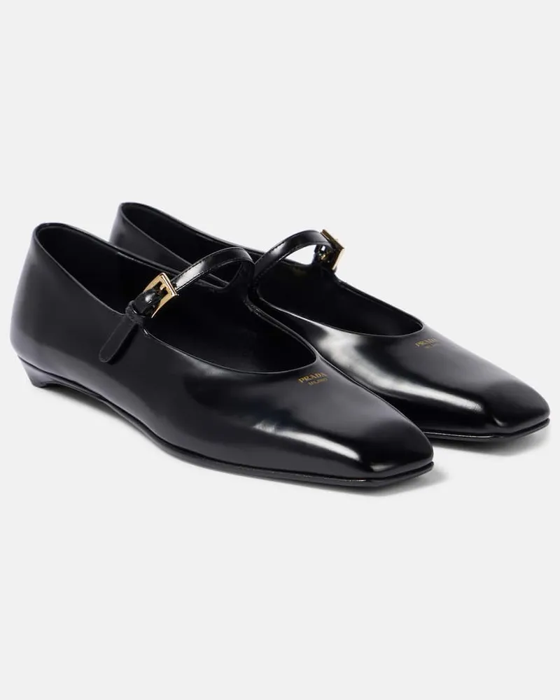 Prada Mary-Jane-Ballerinas aus Leder Schwarz